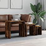 vidaXL 3-delige Tafeltjesset bewerkt hout gerookt, Huis en Inrichting, Verzenden, Nieuw