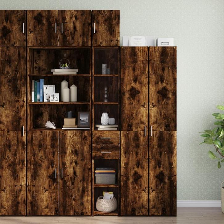 vidaXL Opbergkast smal 30x42,5x225 cm bewerkt hout gerookt, Huis en Inrichting, Kasten | Dressoirs, Nieuw, Verzenden