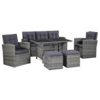 vidaXL 6-delige Loungeset met kussens poly rattan grijs, Verzenden, Nieuw, Loungeset