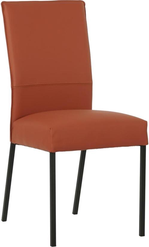 Cognac leren moderne eetkamerstoel - poot vierkant zwart -, Huis en Inrichting, Stoelen, Overige kleuren, Eén, Nieuw, Leer, Ophalen of Verzenden