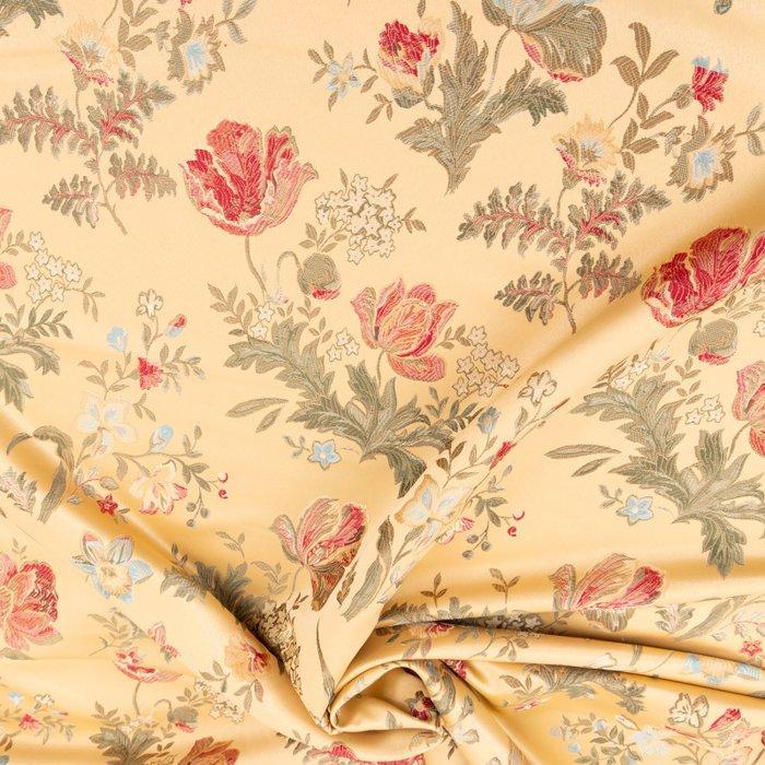 BA004 - Italiaanse brokaatstof (Lampasso) - Champagne zijde, Antiek en Kunst, Antiek | Tapijten, Tafelkleden en Textiel