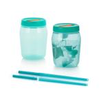 Tupperware Set Universal Jars met Rietjes Groen, Verzenden, Nieuw