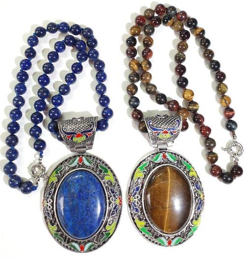 2 colliers de méditation bouddhiste : Lapis lazuli et oeil, Antiquités & Art, Antiquités | Livres & Manuscrits