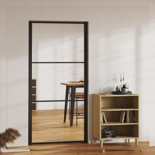 vidaXL Binnendeur 102,5x201,5 cm ESG-glas en aluminium zwart, Doe-het-zelf en Bouw, Deuren en Vliegenramen, Nieuw, Verzenden
