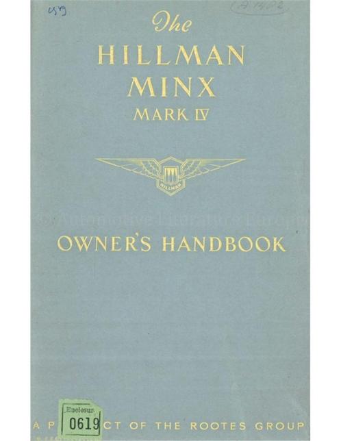 1949 HILLMAN MINX MARK IV INSTRUCTIEBOEKJE ENGELS, Auto diversen, Handleidingen en Instructieboekjes