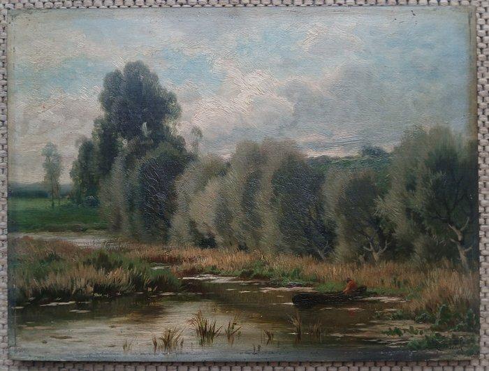 Wilhelm Behm (1859-1934) - De Schelde in Hoboken, Antiquités & Art, Art | Peinture | Classique