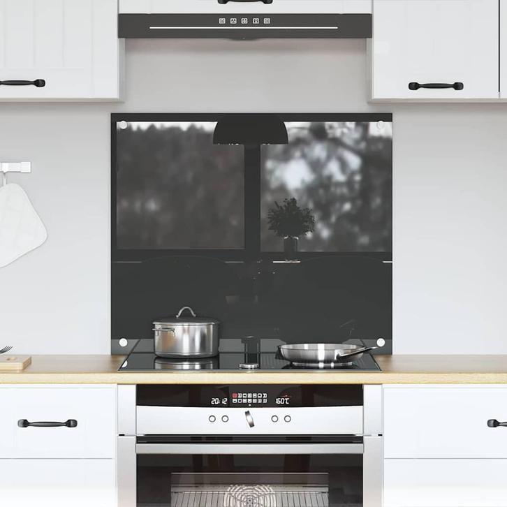 vidaXL Keuken Spatscherm Donkergrijs 70 x 60 x 0.6 cm gehard, Antiek en Kunst, Antiek | Keukengerei, Verzenden