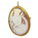 Broche - 18 carats Or jaune - Camée, Victorien 1850, Handtassen en Accessoires