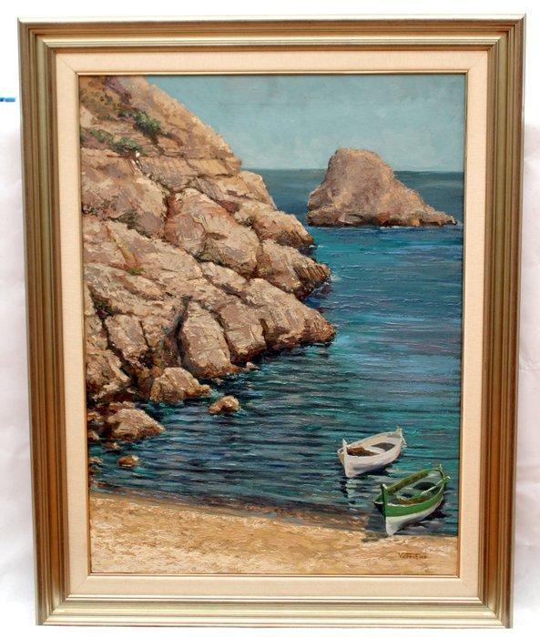 Vicens Emo Llopart (1945–2012) - Un rincón de la Costa Brava, Antiquités & Art, Art | Peinture | Classique