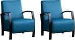 Set van 2 Blauwe leren industriële stalen stoels - Toledo, Ophalen of Verzenden