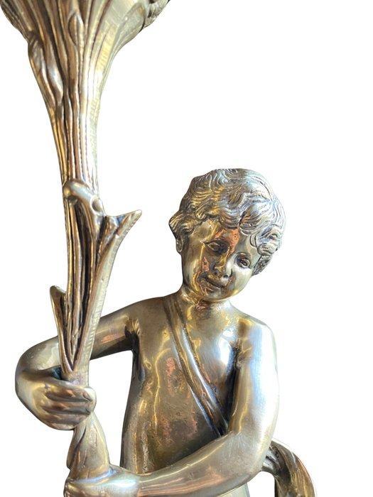 sculptuur, Putto au flambeau - 63 cm - Brons, Antiek en Kunst, Curiosa en Brocante