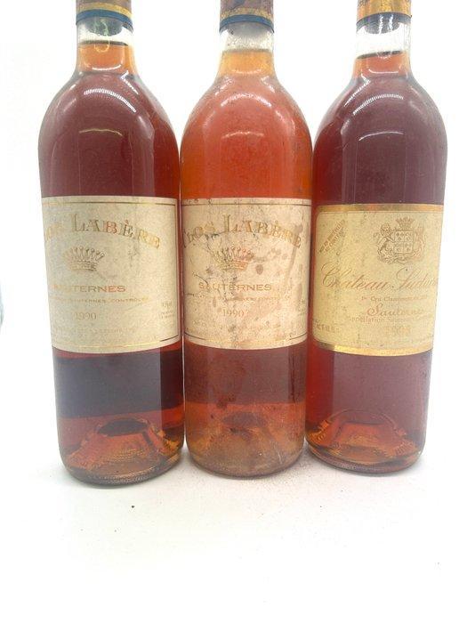 1990 Château Suduiraut & 1990 x2 Clos Labere - Sauternes 1er, Verzamelen, Wijnen