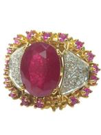 Zonder minimumprijs - Ring - 9 kt. Zilver, Geel goud Robijn