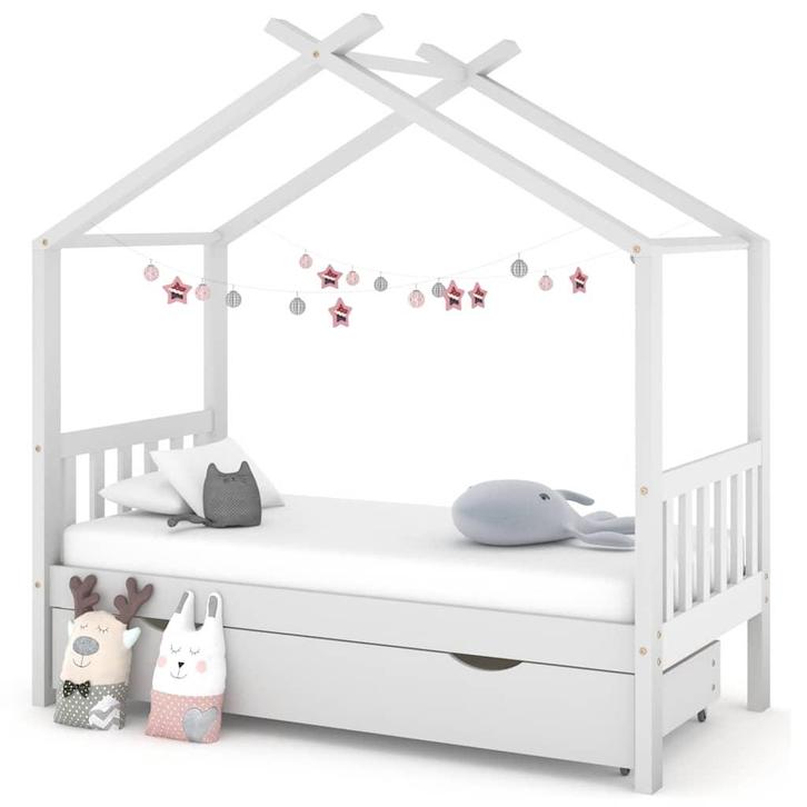 vidaXL Kinderbedframe met lade massief grenenhout wit 80x160, Enfants & Bébés, Chambre d'enfant | Lits, Envoi