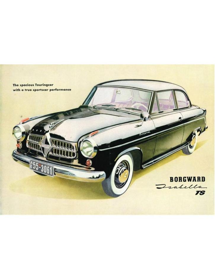 1956 BORGWARD ISABELLA TS LEAFLET ENGELS, Boeken, Auto's | Folders en Tijdschriften, Ophalen of Verzenden