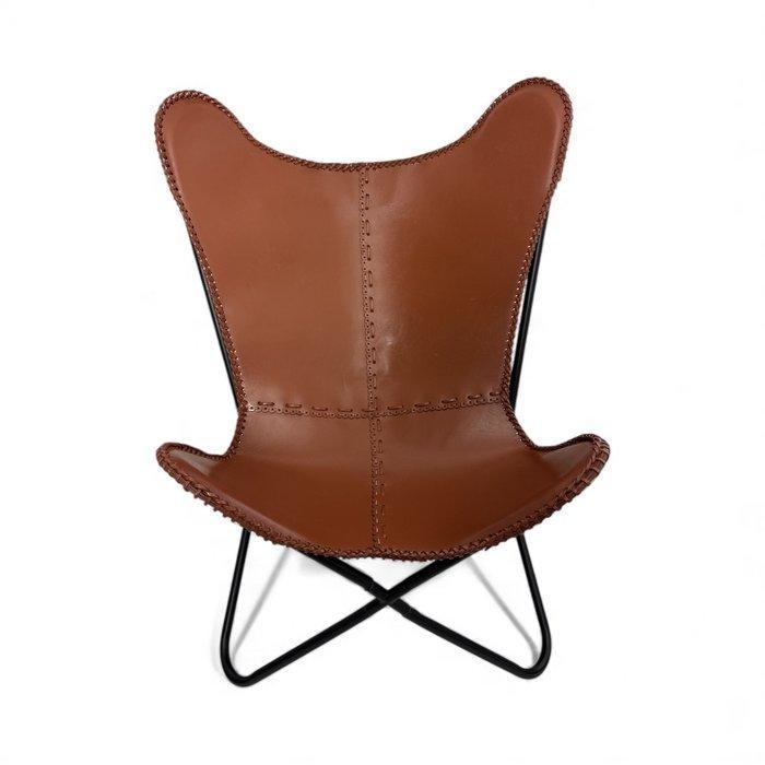Fauteuil - Vlinderstoel - Leder, Metaal - Vlinderstoel, Antiquités & Art, Art | Objets design