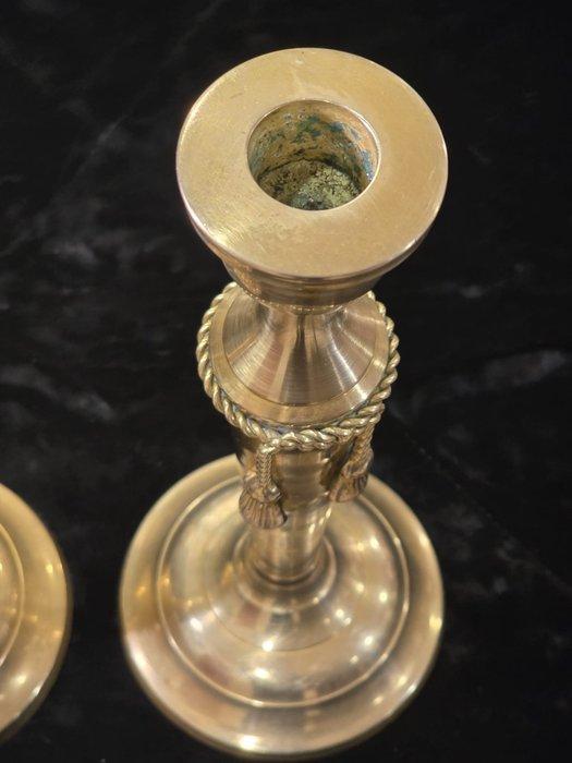 Kaarsenhouder (2) - Verguld messing - Paar kandelaars met, Huis en Inrichting, Overige Huis en Inrichting