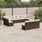 vidaXL Salon de jardin avec coussins 13 pcs marron, Verzenden, Neuf, Salons de jardin