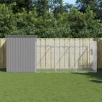 vidaXL Hondenhok met ren 165x455x181 cm staal lichtgrijs, Dieren en Toebehoren, Hondenhokken, Verzenden, Nieuw
