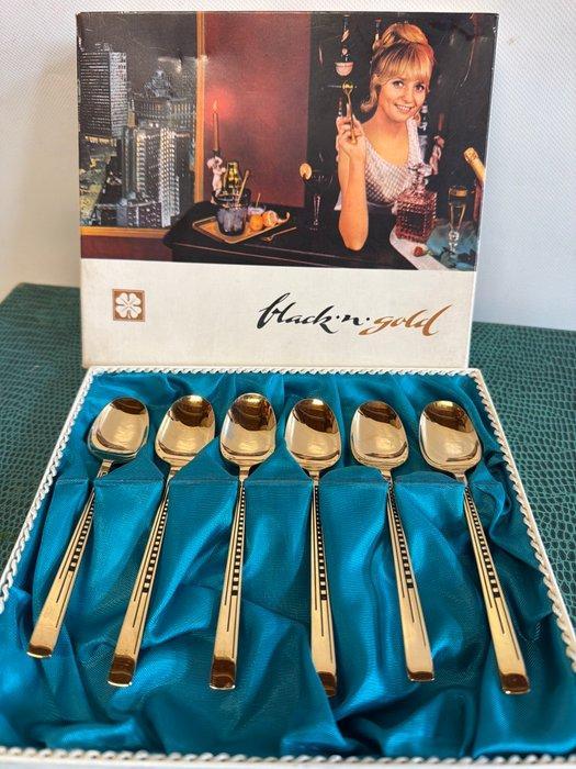 Koffielepel (6) - Skyscraper goudgeplateerd - Verguld,, Huis en Inrichting, Overige Huis en Inrichting