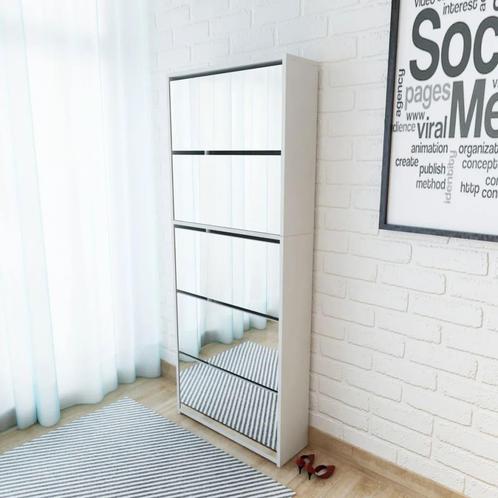 vidaXL Schoenenkast met 5 spiegels 63x17x169,5 cm wit, Huis en Inrichting, Kasten | Schoenenkasten, Nieuw, Verzenden