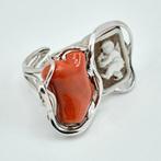 Bloedkoraal - Zilver - Ring - Middellandse Zee Koralen