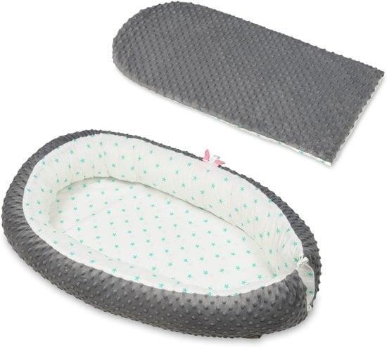 Babynestje - Wasbare hoes - 100% katoen - Grijze sterren, Kinderen en Baby's, Kinderkamer | Bedden, Nieuw, Ophalen of Verzenden