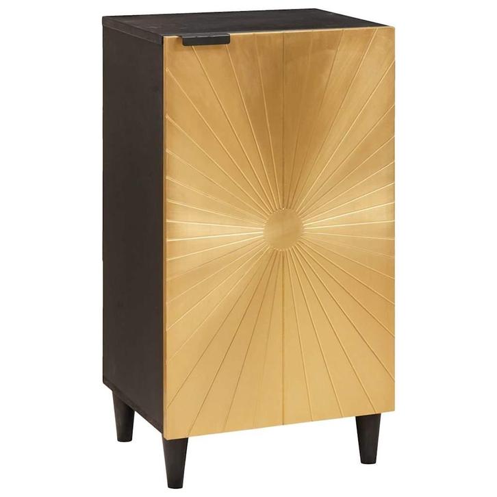 vidaXL Dressoir Zwart en Goud 40 x 33 x 75 cm massief, Huis en Inrichting, Woonaccessoires | Cd- en Dvd-rekken, Nieuw, Verzenden