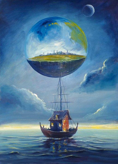 Artur Sudak - Rescue boat, Antiek en Kunst, Kunst | Schilderijen | Modern