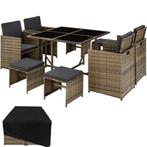 tectake Wicker zitgroep Bilbao 4+4+1 met beschermhoes - natu, Tuin en Terras, Tuinsets en Loungesets, Verzenden, Nieuw