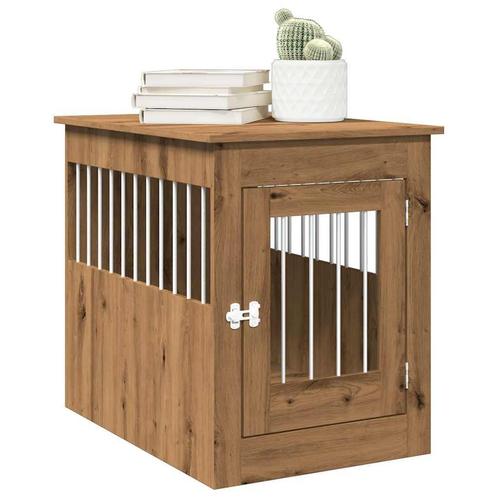 vidaXL Hondenbench 55x80x68 cm bewerkt hout artisanaal, Dieren en Toebehoren, Hondenhokken, Nieuw, Verzenden