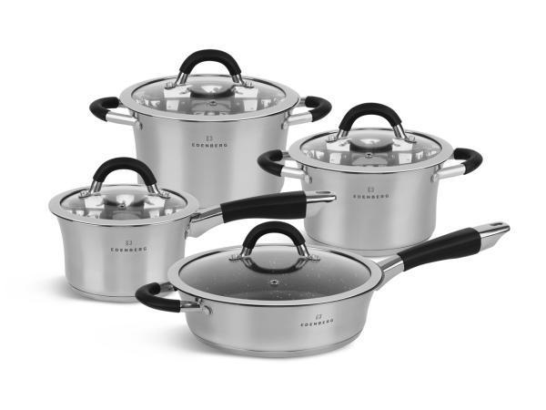 Veiling - Pannenset - RVS - 8 delig - Sandwichbodem, Huis en Inrichting, Keuken | Potten en Pannen, Nieuw