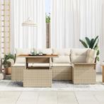 vidaXL 6-delige tuinset met kussens in beige poly rattan, Tuin en Terras, Tuinsets en Loungesets, Verzenden, Nieuw