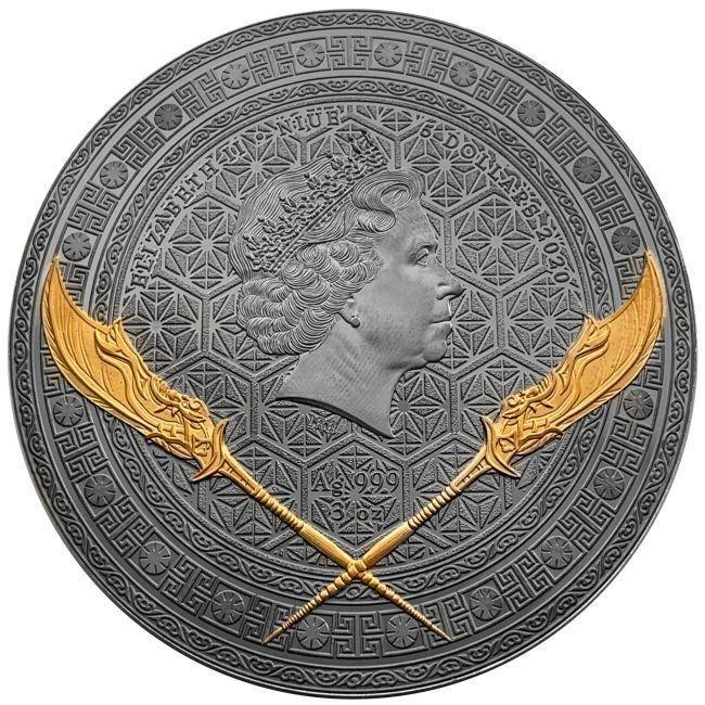 Niue. 5 Dollars 2020 3 oz $5 NZD Niue Guan Yu Five Tiger, Postzegels en Munten, Edelmetalen en Baren
