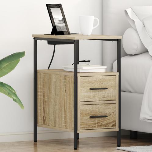 vidaXL Bedcabinet 2 pcs Sonoma eiken 30 x 48 x 61 cm Bewerkt, Huis en Inrichting, Slaapkamer | Nachtkastjes, Nieuw, Verzenden