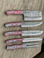 Keukenmes - Kitchen knife set - Staal, Leder, Hout -, Antiek en Kunst