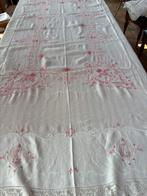 Nappe - 260 cm - 160 cm - Nappe en lin avec des inserts en, Antiquités & Art
