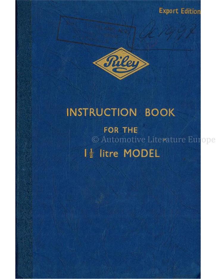 1952 RILEY 1,5 LITRE INSTRUCTIEBOEKJE ENGELS, Autos : Divers, Modes d'emploi & Notices d'utilisation