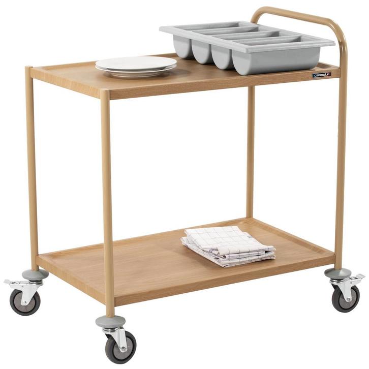 Serveerwagen | RVS (Houtlook) | 2 Niveaus (823x503) |, Zakelijke goederen, Horeca | Keukenapparatuur, Nieuw in verpakking, Verzenden