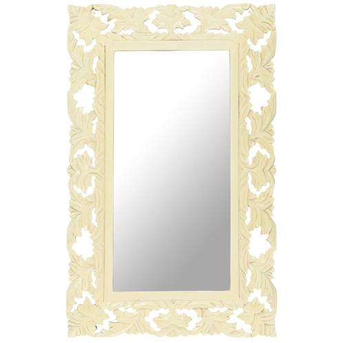 vidaXL Miroir sculpté à la main Blanc 80x50 cm Bois de, Maison & Meubles, Accessoires pour la Maison | Miroirs, Neuf, Envoi
