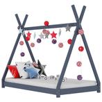 vidaXL Kinderbedframe massief grenenhout grijs 70x140 cm, Kinderen en Baby's, Kinderkamer | Bedden, Verzenden, Nieuw