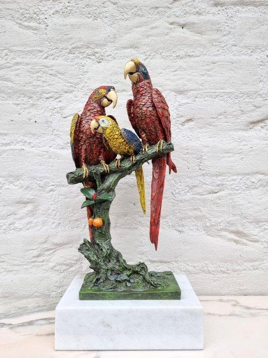 Sculpture, Parrot family - 41 cm - Bronze, Marbre, Antiquités & Art, Art | Objets design