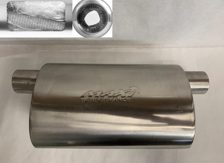 MAX Spiral Straight Flo Performance rvs uitlaat demper 2,5, Auto-onderdelen, Overige Auto-onderdelen, Nieuw, Ophalen of Verzenden
