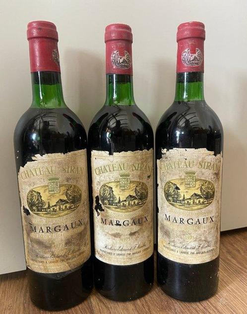 1975 Chateau Siran - Margaux Grand Cru - 3 Flessen (0.73L), Verzamelen, Wijnen