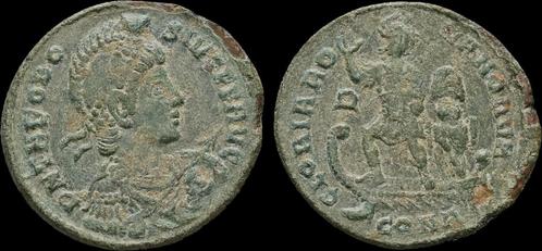 379-395ad Roman Theodosius I Ae24 emperor standing facing..., Postzegels en Munten, Munten en Bankbiljetten | Verzamelingen, Verzenden