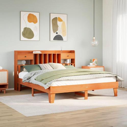 vidaXL Cadre de lit sans matelas cire marron 180x200cm, Maison & Meubles, Chambre à coucher | Lits, Neuf, Envoi