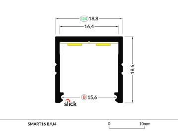 LED Strip Profiel - smart - voor strips tot 16mm - 2mt, Verzenden