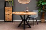 Mangohouten Eettafel Rond Tara 120 cm (5cm), Huis en Inrichting, Verzenden, Rond, Nieuw, Industriële meubels