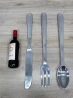 Grote aluminium wanddecoratie – bestekset lepel, vork en mes