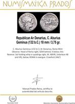 Romeinse Republiek. C. Aburius Geminus (132 b.C.). Denarius